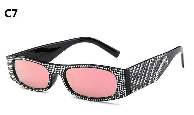 Small Square Women Imitation Diamond Evening Sunglasses