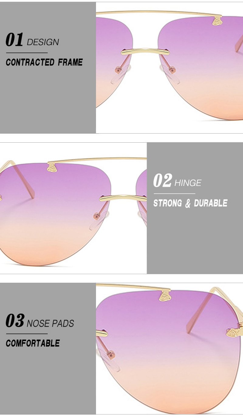 New Fashion Metal Sunglasses Frameless Gradual change frog mirror