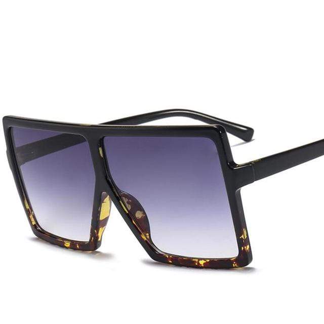 Women Sexy Leopard Big Flat Frame Sunglasses