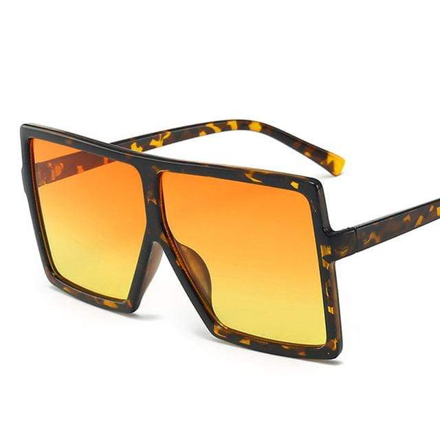 Women Sexy Leopard Big Flat Frame Sunglasses