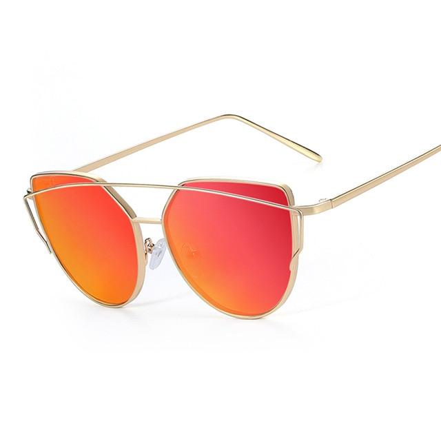 Designer Mirror Flat Vintage Metal Reflective Sunglasses