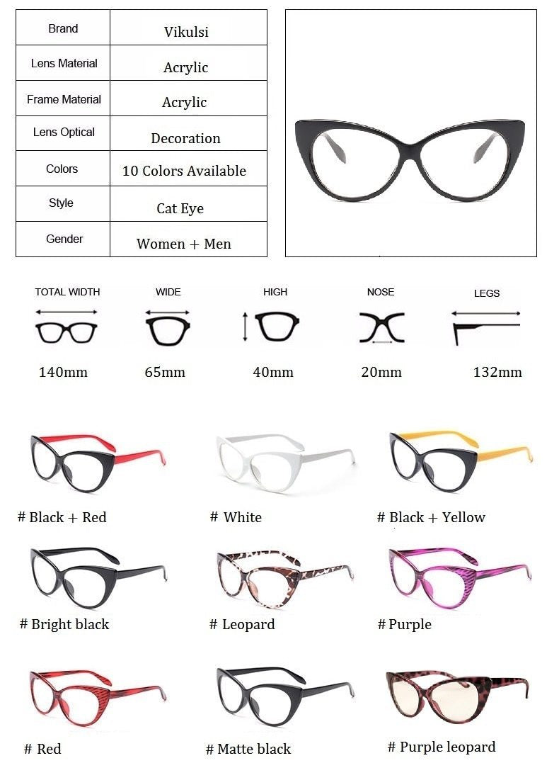 New Sexy Transparent Cat Eye Optical Glasses