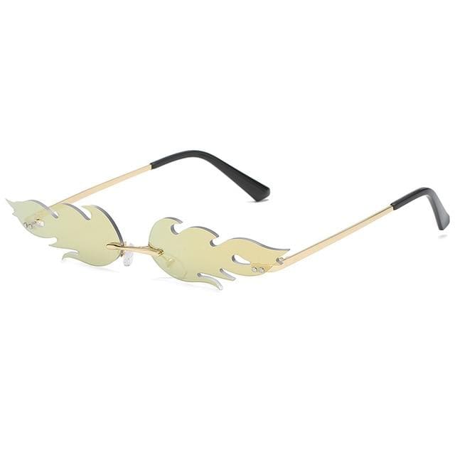 Rimless Wave Sun Glasses Fire Flame Sunglasses