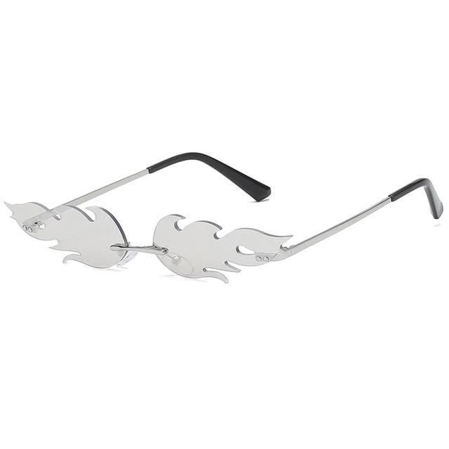 Rimless Wave Sun Glasses Fire Flame Sunglasses