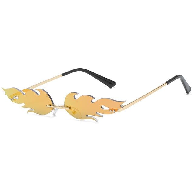 Rimless Wave Sun Glasses Fire Flame Sunglasses