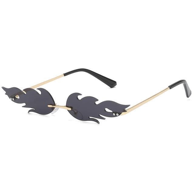 Rimless Wave Sun Glasses Fire Flame Sunglasses