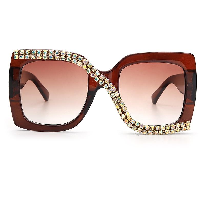 Diamond Square Sunglasses Women 2021 Luxury Vintage Oversized Sunglasses Unique One Piece Rhinestone Glasses Shades gafas de sol